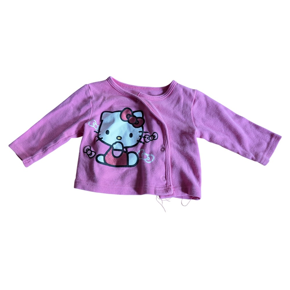 Hello Kitty Side Snap Top Baby 3-6M Pink Fair Graphic Long Sleeve Cotton Shirt